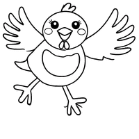 Coloriage Poule de Pâques avec Des Ailes Déployées et Un Grand Sourire | Toupty.com