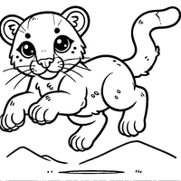 Coloriage Jeune puma sautillant | Toupty.com