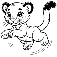 Coloriage Jeune puma qui saute | Toupty.com