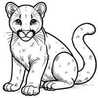 Coloriage Puma assis sur pattes arrières | Toupty.com