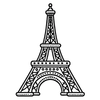 Coloriage Tour Eiffel avec des contours épais | Toupty.com