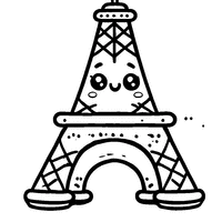 Coloriage Tour Eiffel en forme de bonhomme souriant | Toupty.com