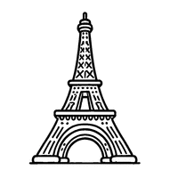 Coloriage Tour eiffel simple pour enfant | Toupty.com