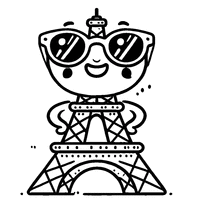 Coloriage Tour Eiffel portant des lunettes de soleil | Toupty.com