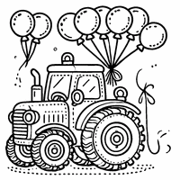 Coloriage Tracteur et ballons | Toupty.com