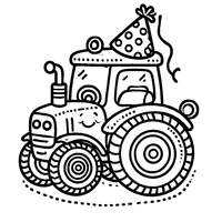 Coloriage Tracteur rigolo avec chapeau | Toupty.com