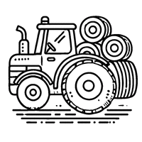 Coloriage Tracteur avec meule de paille | Toupty.com