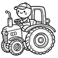 Coloriage Tracteur avec chauffeur | Toupty.com