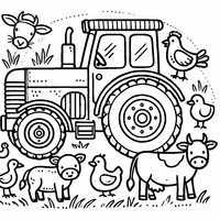 Coloriage Tracteur et animaux de ferme | Toupty.com