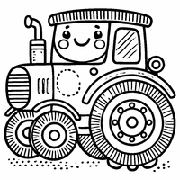 Coloriage Tracteur rigolo qui sourit | Toupty.com