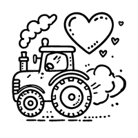 Coloriage Tracteur avec petit coeur | Toupty.com