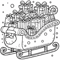 Coloriage Traineau débordant de cadeau de noël | Toupty.com