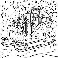 Coloriage Traineau plein de cadeaux avec étoiles | Toupty.com