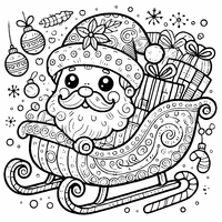 Coloriage Traineau père noël et cadeaux | Toupty.com