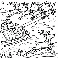 Coloriage Père noël dans son traineau | Toupty.com