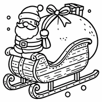 Coloriage Traineau avec père noël et gros sac | Toupty.com