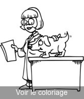 Coloriage Femme vétérinaire soigne un chien | Toupty.com