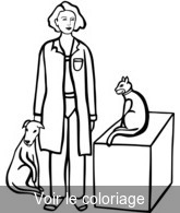 Coloriage Chien et Chat dans cabinet de vétérinaire | Toupty.com