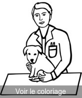 Coloriage Chien sur table d'auscultation | Toupty.com