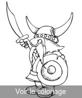 Coloriage Vieux guerrier viking avec épée et bouclier | Toupty.com