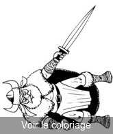 Coloriage Viking à barbe blanche et longue épée | Toupty.com