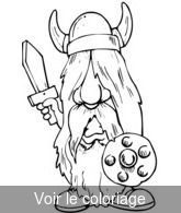 Coloriage Viking aux longs cheveux et grande barbe | Toupty.com