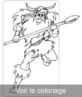 Coloriage Viking à l'assaut avec sa lance | Toupty.com