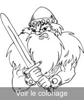 Coloriage Viking au casque jaune et épée | Toupty.com