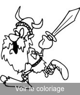 Coloriage Vieux viking sur champ de bataille | Toupty.com