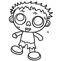 Coloriage Zombie avec une tête ronde et des cheveux ébouriffés | Toupty.com