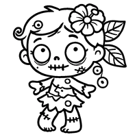 Coloriage Zombie avec une fleur dans les cheveux | Toupty.com