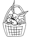 Coloriage Pâques : lapin dans son panier